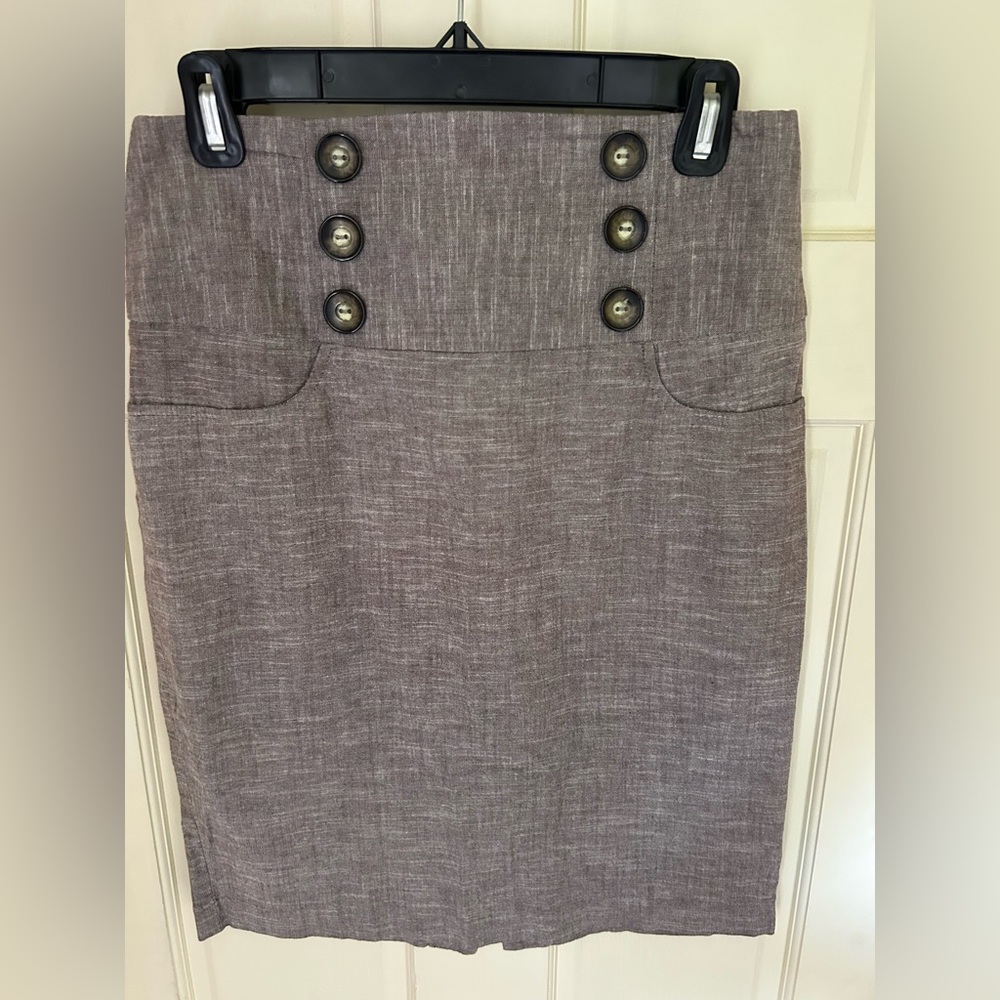 Vintage Style Gray Button-Front Skirt